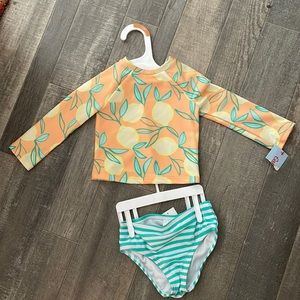 Lemon print 12m two piece rash guard bathing suit